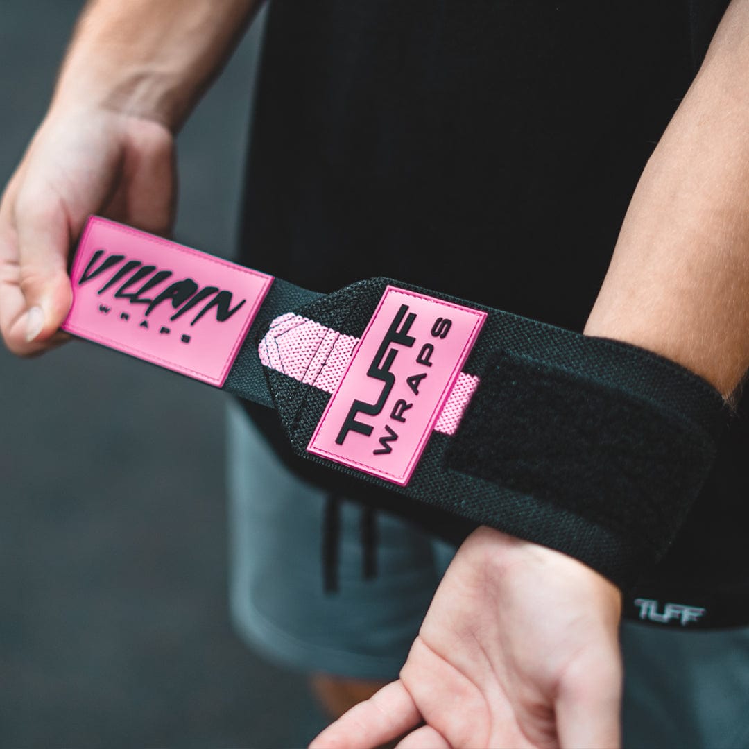 Villain Sidekick Wrist Wraps 16" (Black/Pink) - Breast Cancer TuffWraps.com