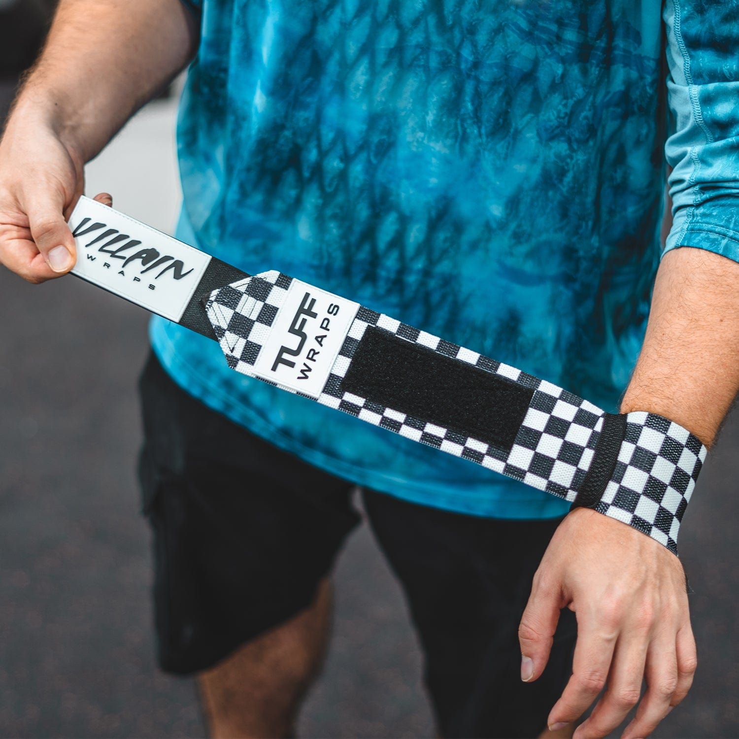 Checkerboard Villain Sidekick Wrist Wraps 16" - (Black/White) TuffWraps.com