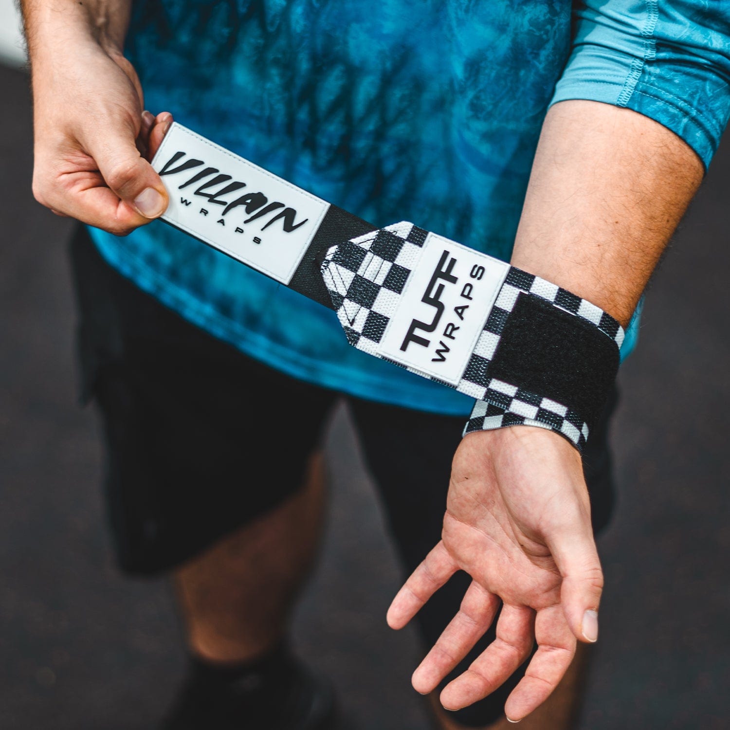 Checkerboard Villain Sidekick Wrist Wraps 16" - (Black/White) TuffWraps.com