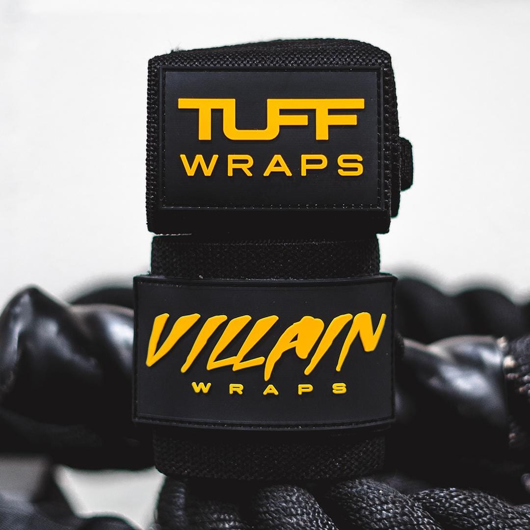 24" Villain Wrist Wraps - Black & Gold TuffWraps.com