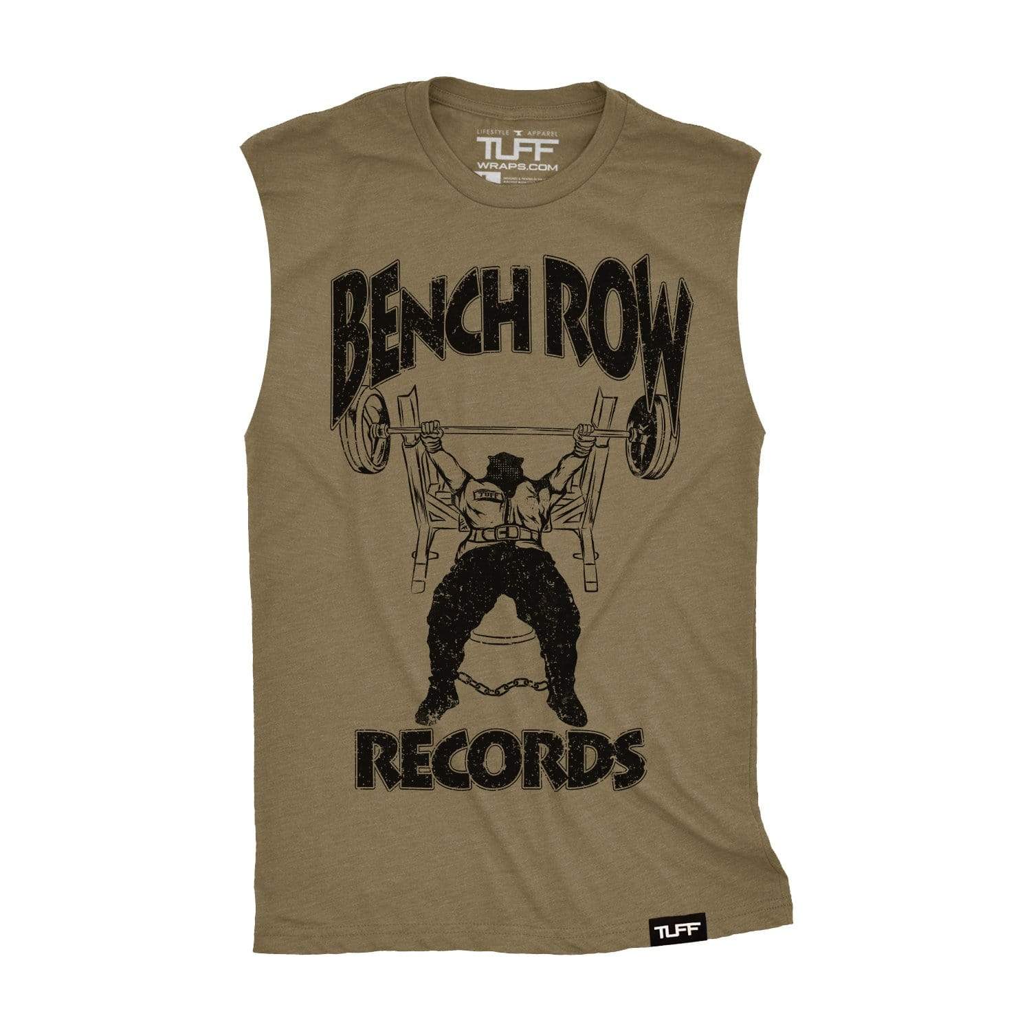 Bench Row Records Raw Edge Muscle Tank S / Military Green TuffWraps.com