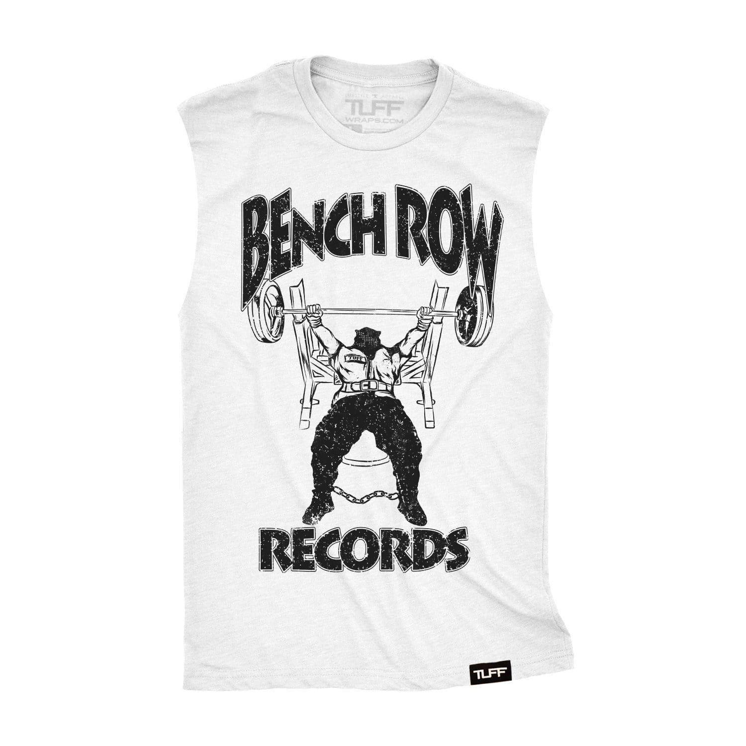 Bench Row Records Raw Edge Muscle Tank S / White TuffWraps.com