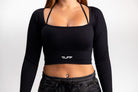 Classic Ribbed Long Sleeve Crop Top - Black TuffWraps.com