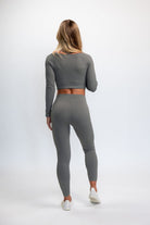 Classic Ribbed Long Sleeve Crop Top - Gray TuffWraps.com