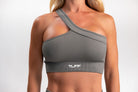 Classic Ribbed One Shoulder Sports Bra - Gray TuffWraps.com