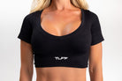 Classic Ribbed Short Sleeve Crop Top - Black TuffWraps.com