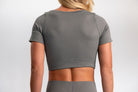 Classic Ribbed Short Sleeve Crop Top - Gray TuffWraps.com