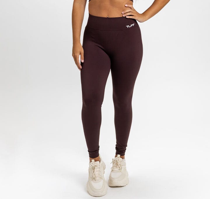 Sleek Scrunch Bottom Leggings - Brown S / Black TuffWraps.com