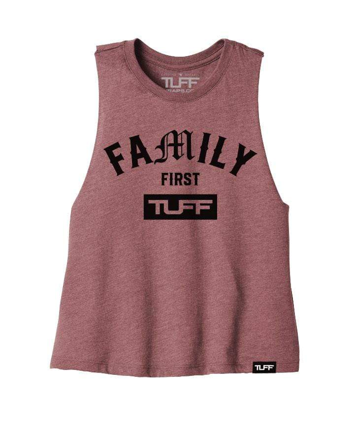 Family First Racerback Crop Top S / Rose TuffWraps.com