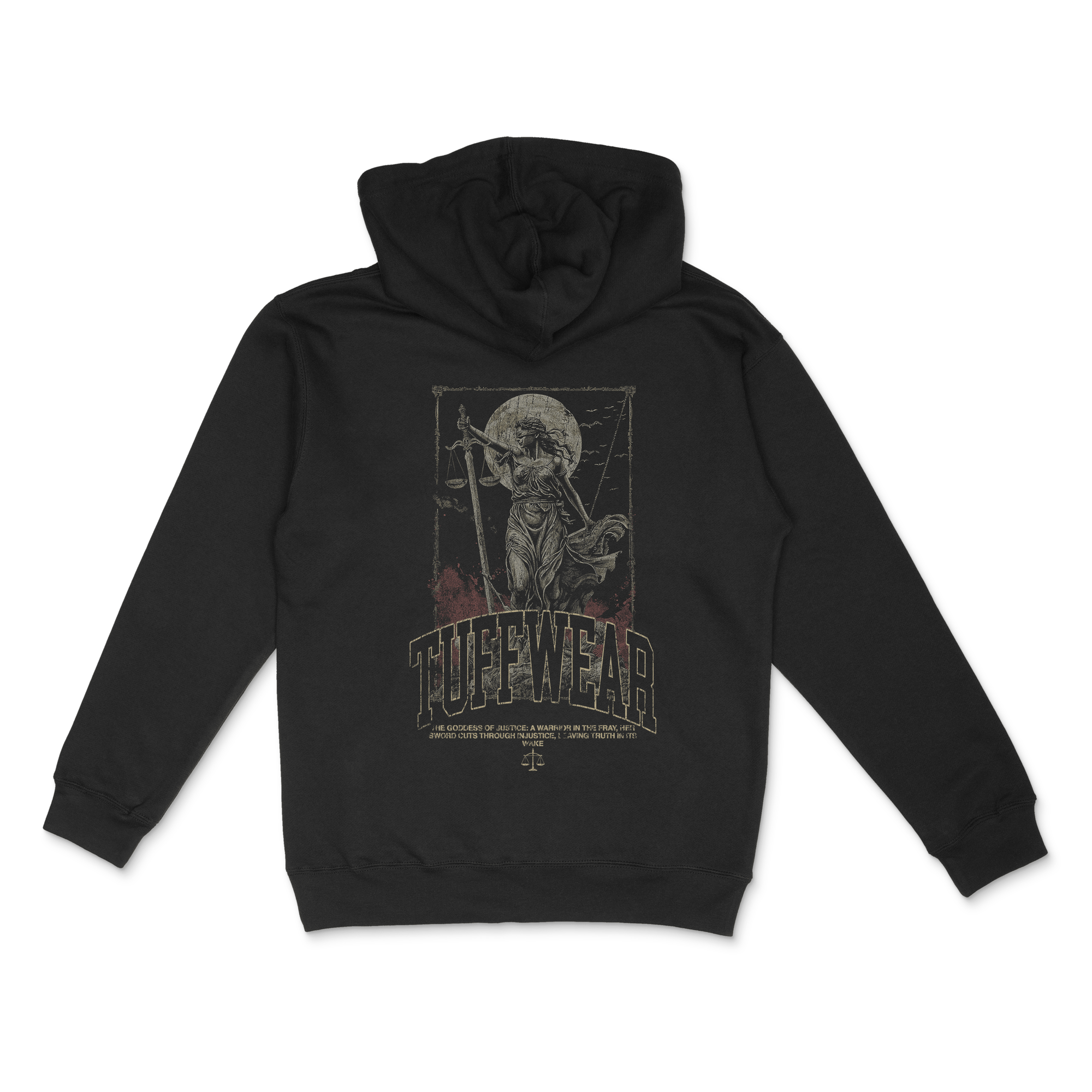 Goddess of Justice Hooded Sweatshirt Black / S TuffWraps.com