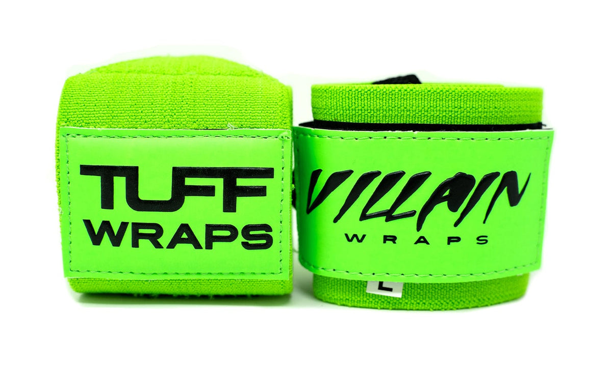 Neon Green Villain &quot;STIFF&quot; Wrist Wraps 24&quot; TuffWraps.com