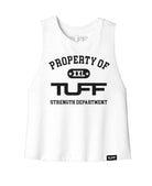 Property of TUFF Racerback Crop Top S / White TuffWraps.com