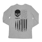 TUFF Skull Flag Long Sleeve Tee S / Heather Gray TuffWraps.com