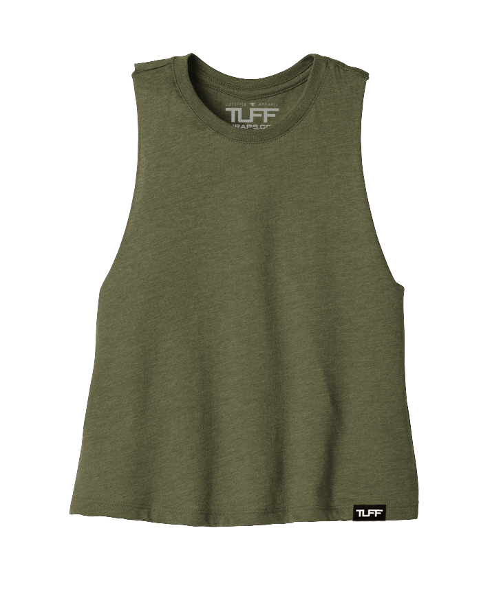 TUFF Basic Racerback Crop Top S / Military Green TUFF