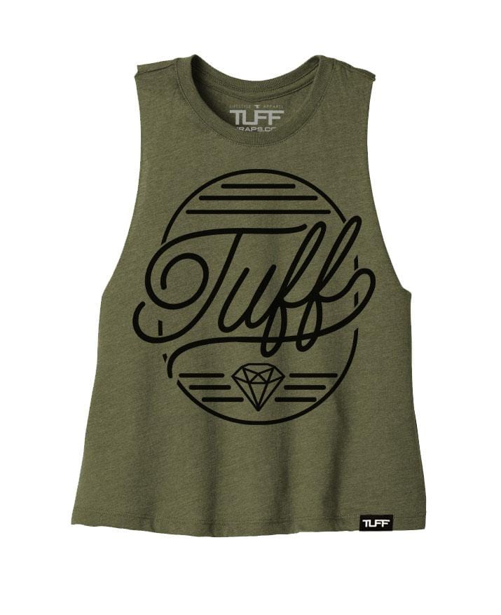 TUFF Diamond Racerback Crop Top S / Military Green TuffWraps.com