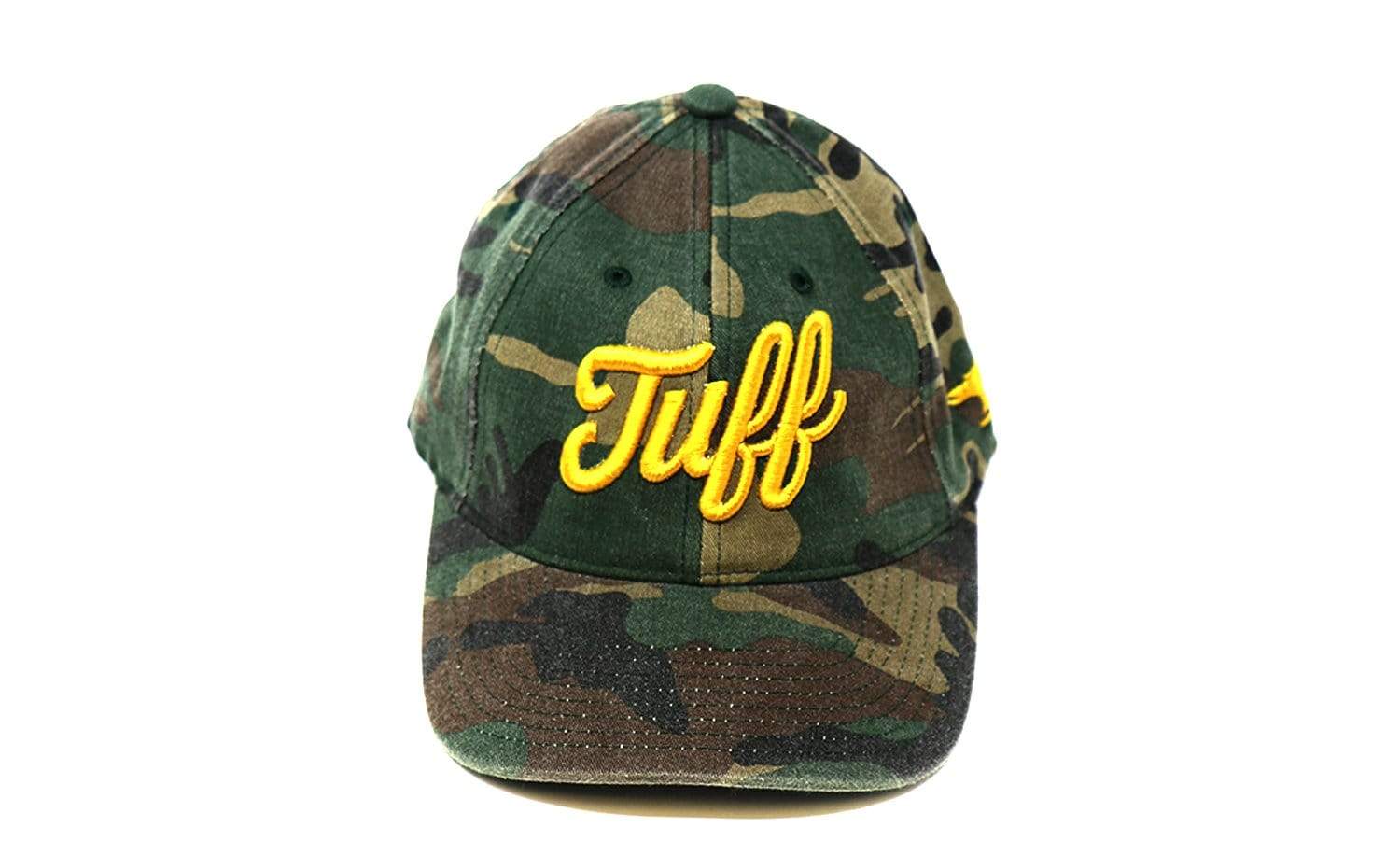 TUFF Gold Script Camo Flexfit Hat TuffWraps.com