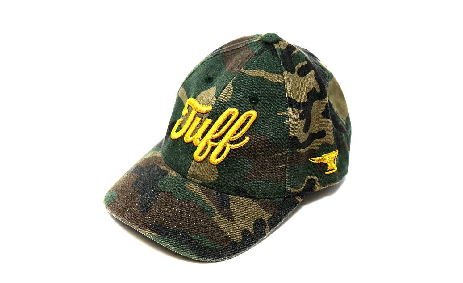 TUFF Gold Script Camo Flexfit Hat TuffWraps.com