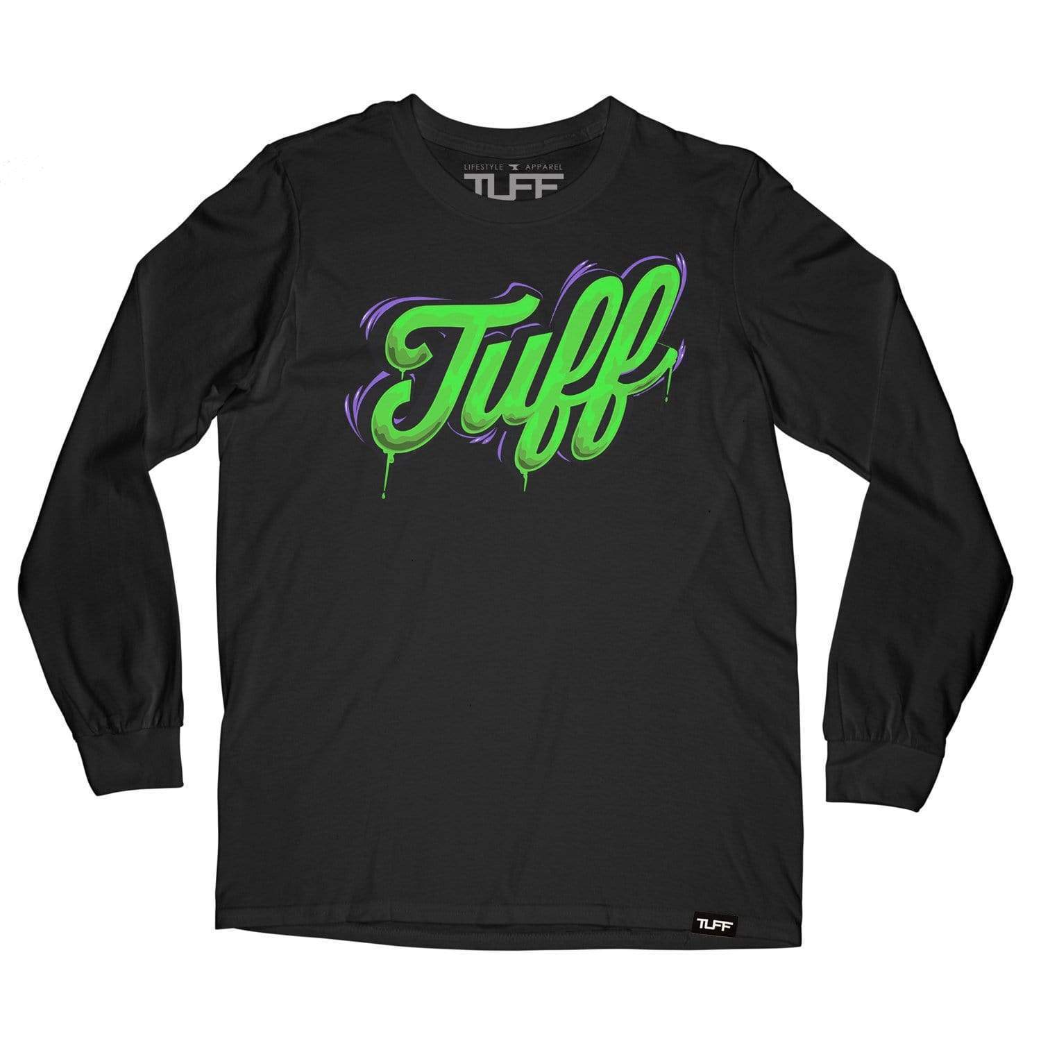 TUFF Script Drip Long Sleeve Tee S / Black v1 TuffWraps.com