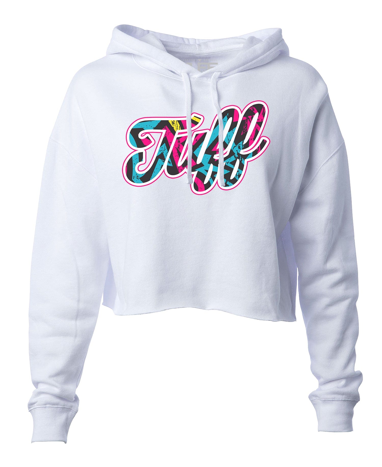 TUFF Script Graffiti Hooded Cropped Fleece XS / White TuffWraps.com