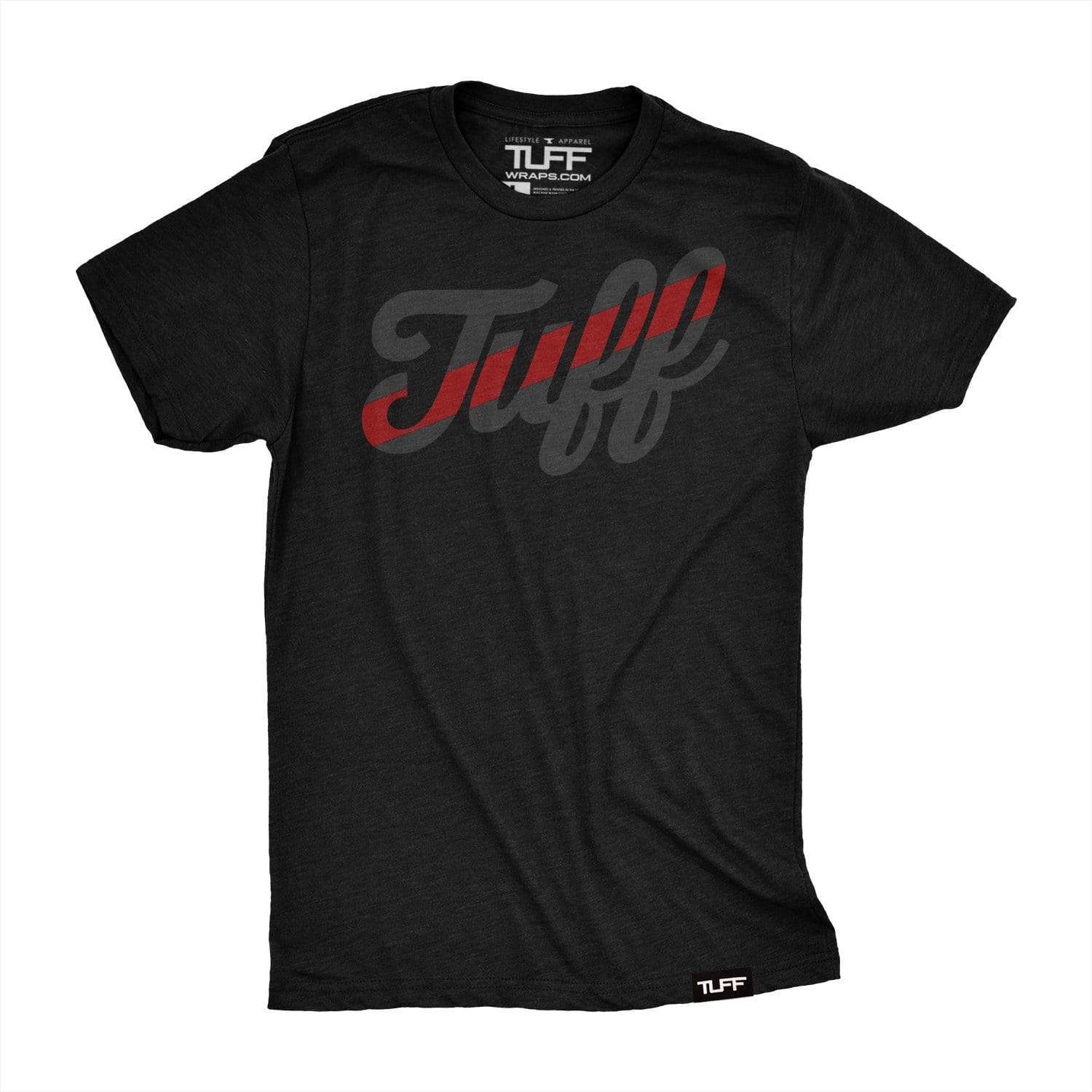 TUFF Script Red Line Tee S / Black TuffWraps.com