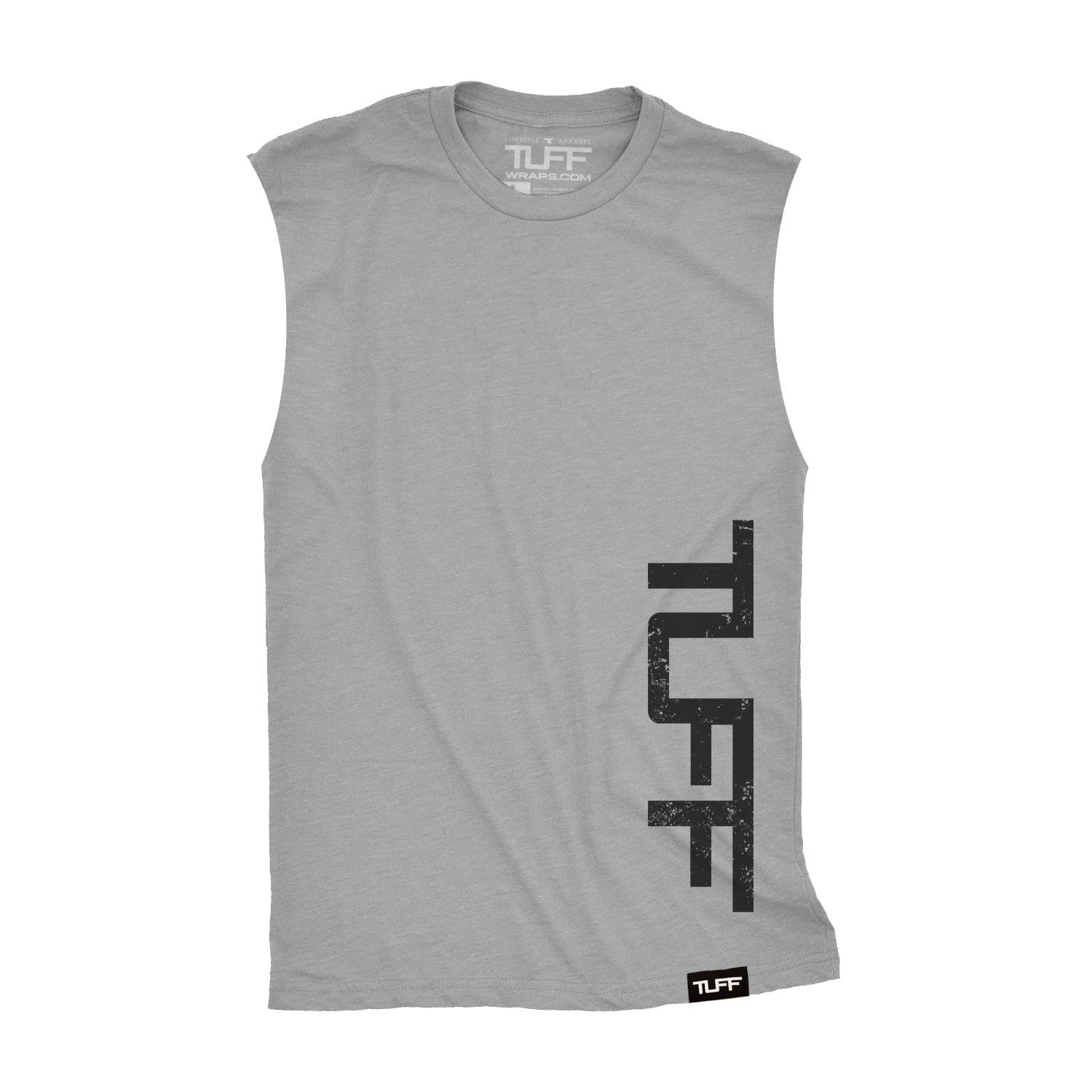 TUFF Side Raw Edge Muscle Tank S / Heather Gray TuffWraps.com