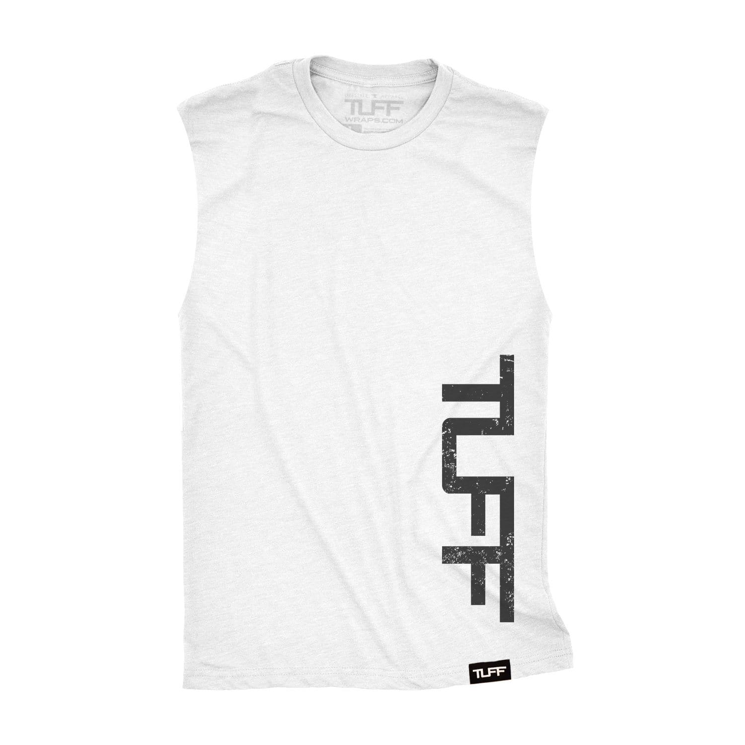 TUFF Side Raw Edge Muscle Tank S / White TuffWraps.com