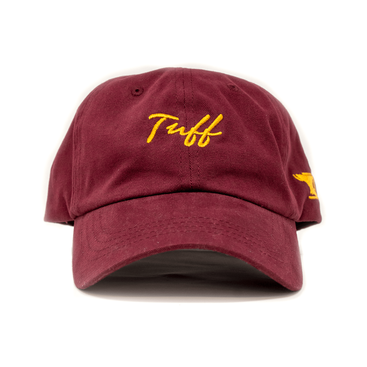 TUFF Thin Gold Script Dad Hat - Maroon Maroon TuffWraps.com