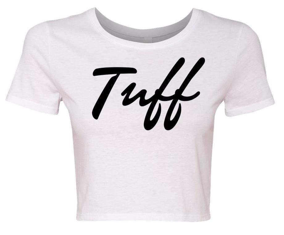 TUFF Thin Script Crop Top XS/S / White TuffWraps.com