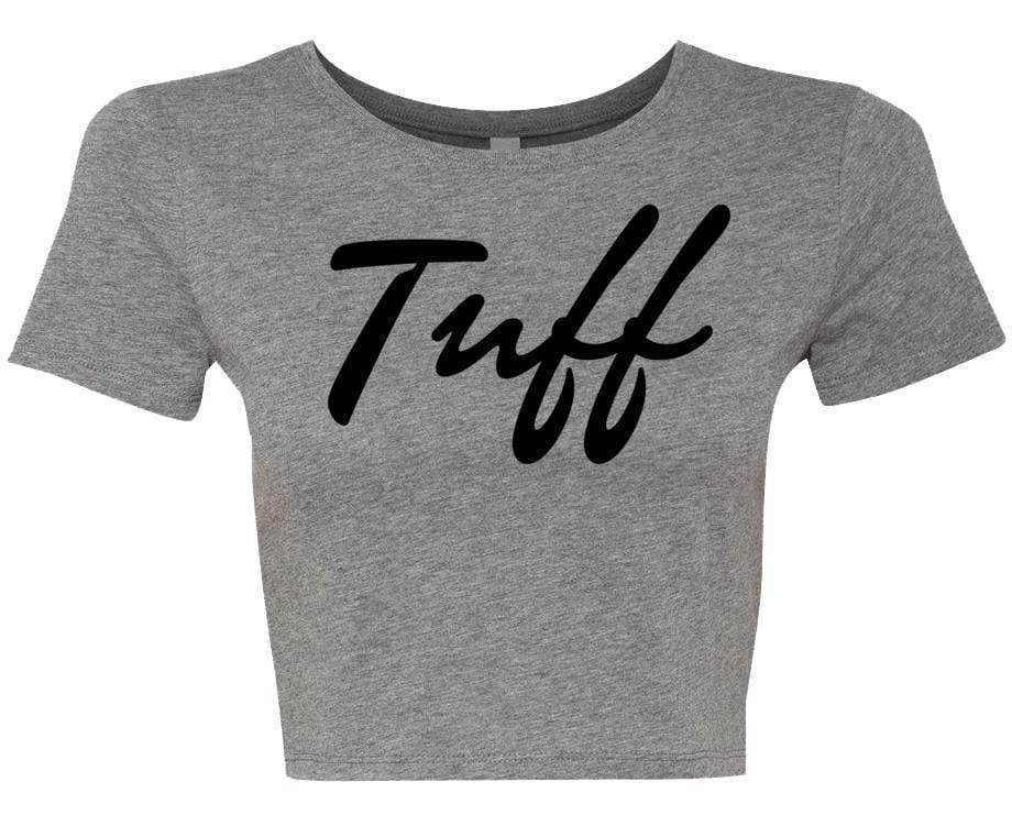 TUFF Thin Script Crop Top XS/S / Heather Gray TuffWraps.com