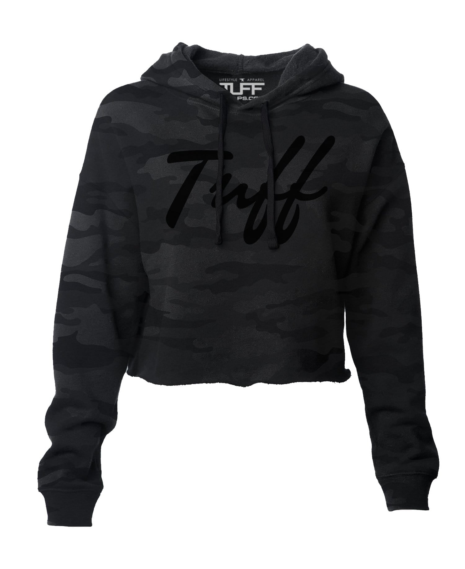 TUFF Thin Script Hooded Cropped Fleece S / Black Camo TuffWraps.com