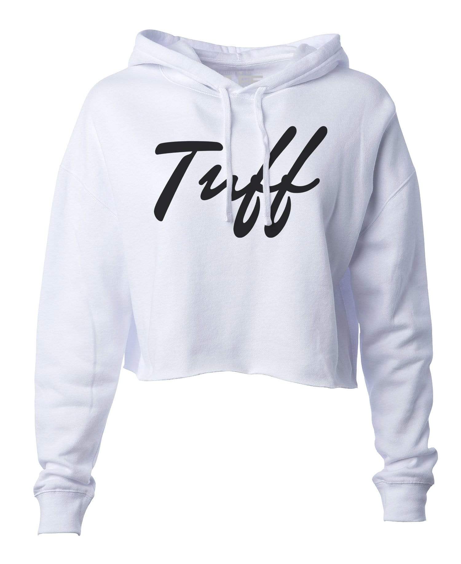 TUFF Thin Script Hooded Cropped Fleece S / White TuffWraps.com