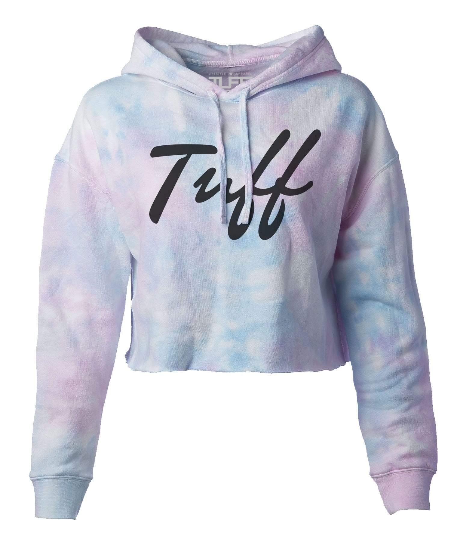 TUFF Thin Script Tie-Dye Hooded Cropped Fleece S / Black TuffWraps.com