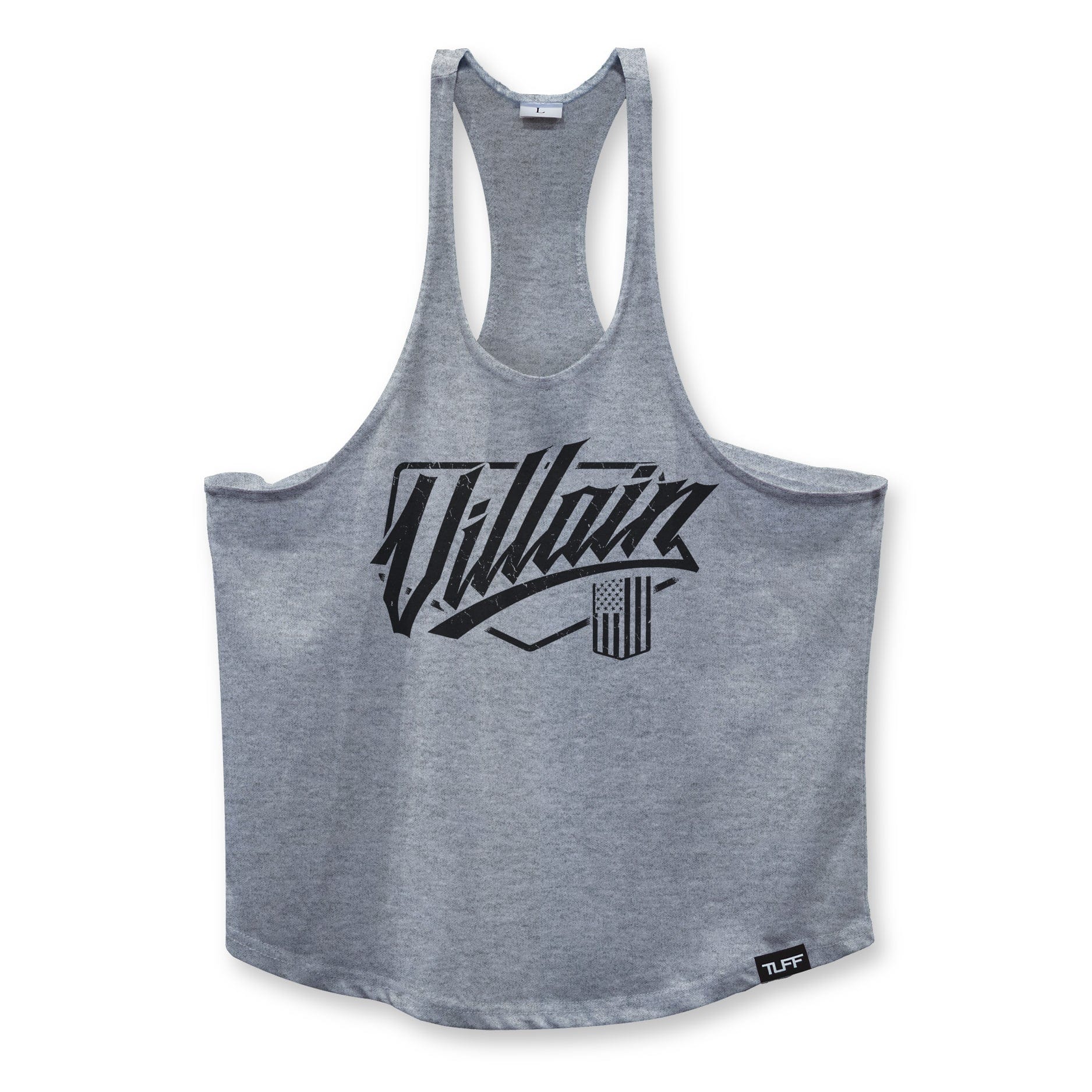 Villain Script Stringer Tank Top S / Heather Gray TuffWraps.com